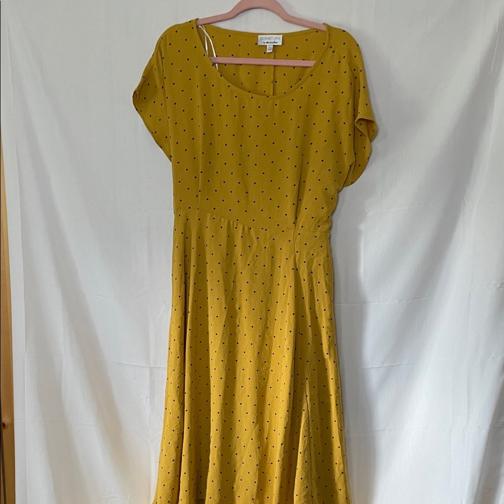 Old Navy Mustard Midi High Low Dress with Dots
